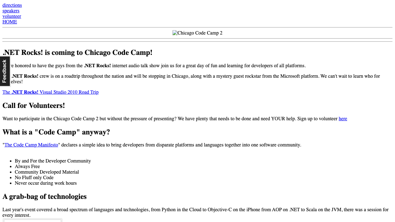 Chicago Code Camp Evolution