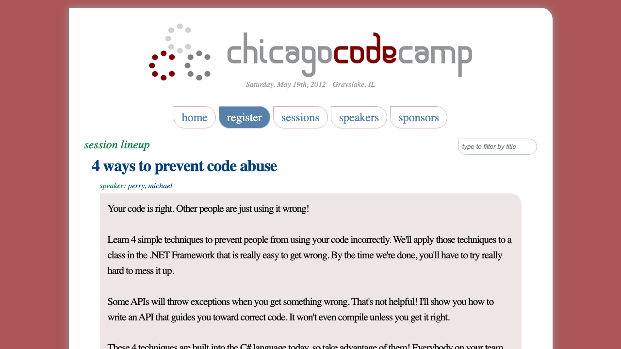 Chicago Code Camp Evolution